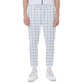 White And Blue Tattersall Pattern Print Joggers
