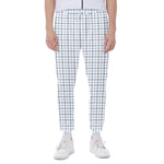 White And Blue Tattersall Pattern Print Scuba Joggers