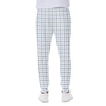 White And Blue Tattersall Pattern Print Scuba Joggers