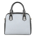 White And Blue Tattersall Pattern Print Shoulder Handbag