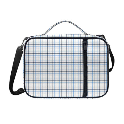 White And Blue Tattersall Pattern Print Shoulder Strap Bible Bag