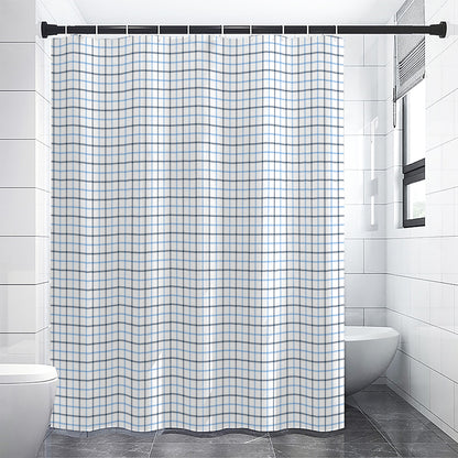 White And Blue Tattersall Pattern Print Shower Curtain
