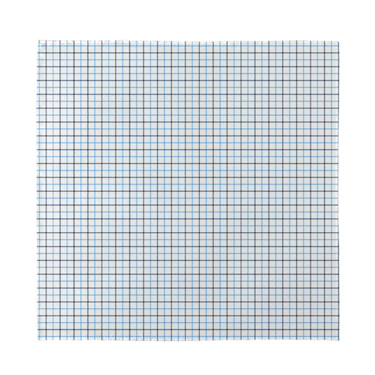 White And Blue Tattersall Pattern Print Silk Bandana