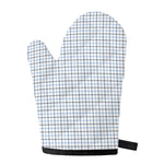 White And Blue Tattersall Pattern Print Single Oven Mitt