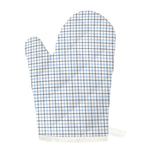 White And Blue Tattersall Pattern Print Single Oven Mitt