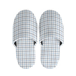White And Blue Tattersall Pattern Print Slippers