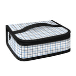 White And Blue Tattersall Pattern Print Small Lunch Bag