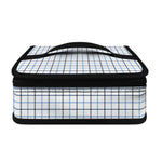 White And Blue Tattersall Pattern Print Small Lunch Bag