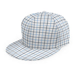 White And Blue Tattersall Pattern Print Snapback Cap