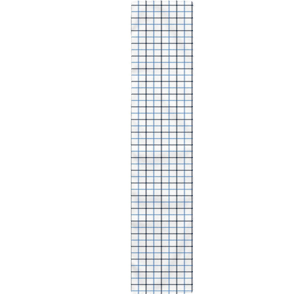 White And Blue Tattersall Pattern Print Table Runner
