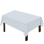 White And Blue Tattersall Pattern Print Tablecloth