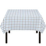 White And Blue Tattersall Pattern Print Tablecloth