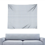 White And Blue Tattersall Pattern Print Tapestry