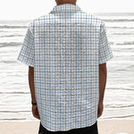 White And Blue Tattersall Pattern Print Textured Short Sleeve Shirt
