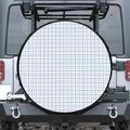 White And Blue Tattersall Pattern Print Tire Cover
