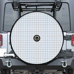 White And Blue Tattersall Pattern Print Tire Cover With Camera Hole