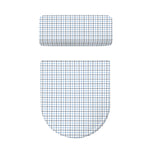 White And Blue Tattersall Pattern Print Toilet Lid And Tank Cover Set