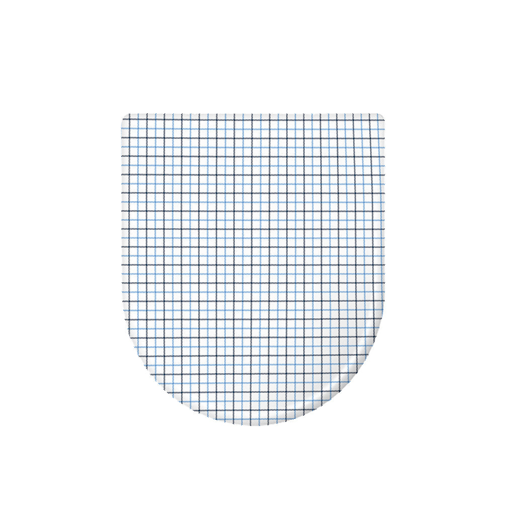 White And Blue Tattersall Pattern Print Toilet Lid Cover