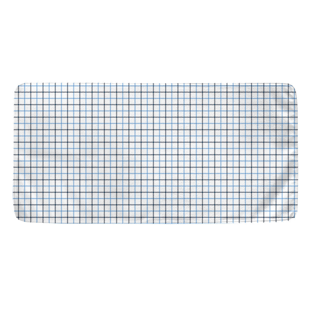 White And Blue Tattersall Pattern Print Towel
