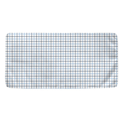 White And Blue Tattersall Pattern Print Towel