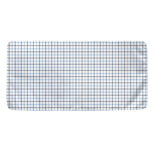 White And Blue Tattersall Pattern Print Towel