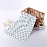 White And Blue Tattersall Pattern Print Towel