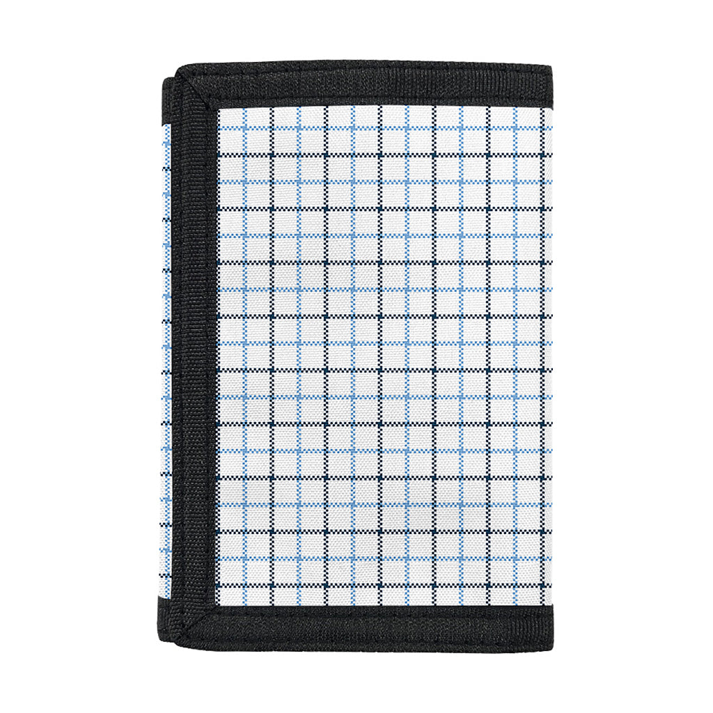 White And Blue Tattersall Pattern Print Trifold Wallet