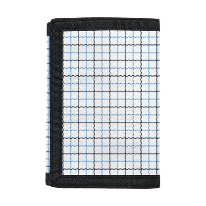 White And Blue Tattersall Pattern Print Trifold Wallet