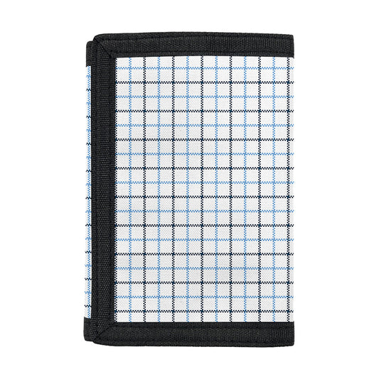 White And Blue Tattersall Pattern Print Trifold Wallet