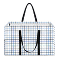White And Blue Tattersall Pattern Print Utility Tote Bag