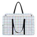 White And Blue Tattersall Pattern Print Utility Tote Bag