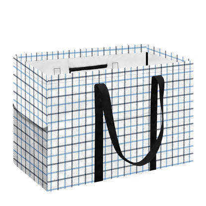 White And Blue Tattersall Pattern Print Utility Tote Bag
