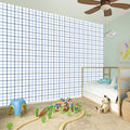 White And Blue Tattersall Pattern Print Wall Sticker