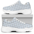 White And Blue Tattersall Pattern Print White Chunky Shoes