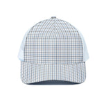 White And Blue Tattersall Pattern Print White Mesh Trucker Cap