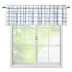 White And Blue Tattersall Pattern Print Window Valance