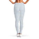 White And Blue Tattersall Pattern Print Women's Leggings