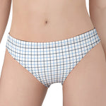White And Blue Tattersall Pattern Print Women's Panties