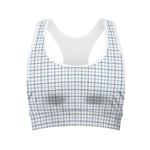 White And Blue Tattersall Pattern Print Women's Sports Bra