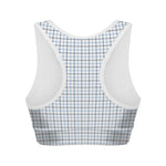 White And Blue Tattersall Pattern Print Women's Sports Bra