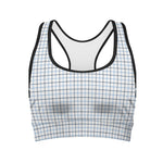 White And Blue Tattersall Pattern Print Women's Sports Bra