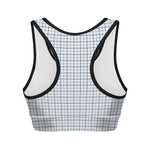 White And Blue Tattersall Pattern Print Women's Sports Bra