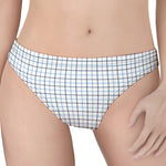 White And Blue Tattersall Pattern Print Women's Thong
