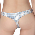 White And Blue Tattersall Pattern Print Women's Thong