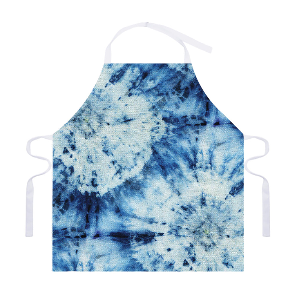 White And Blue Tie Dye Print Adjustable Apron