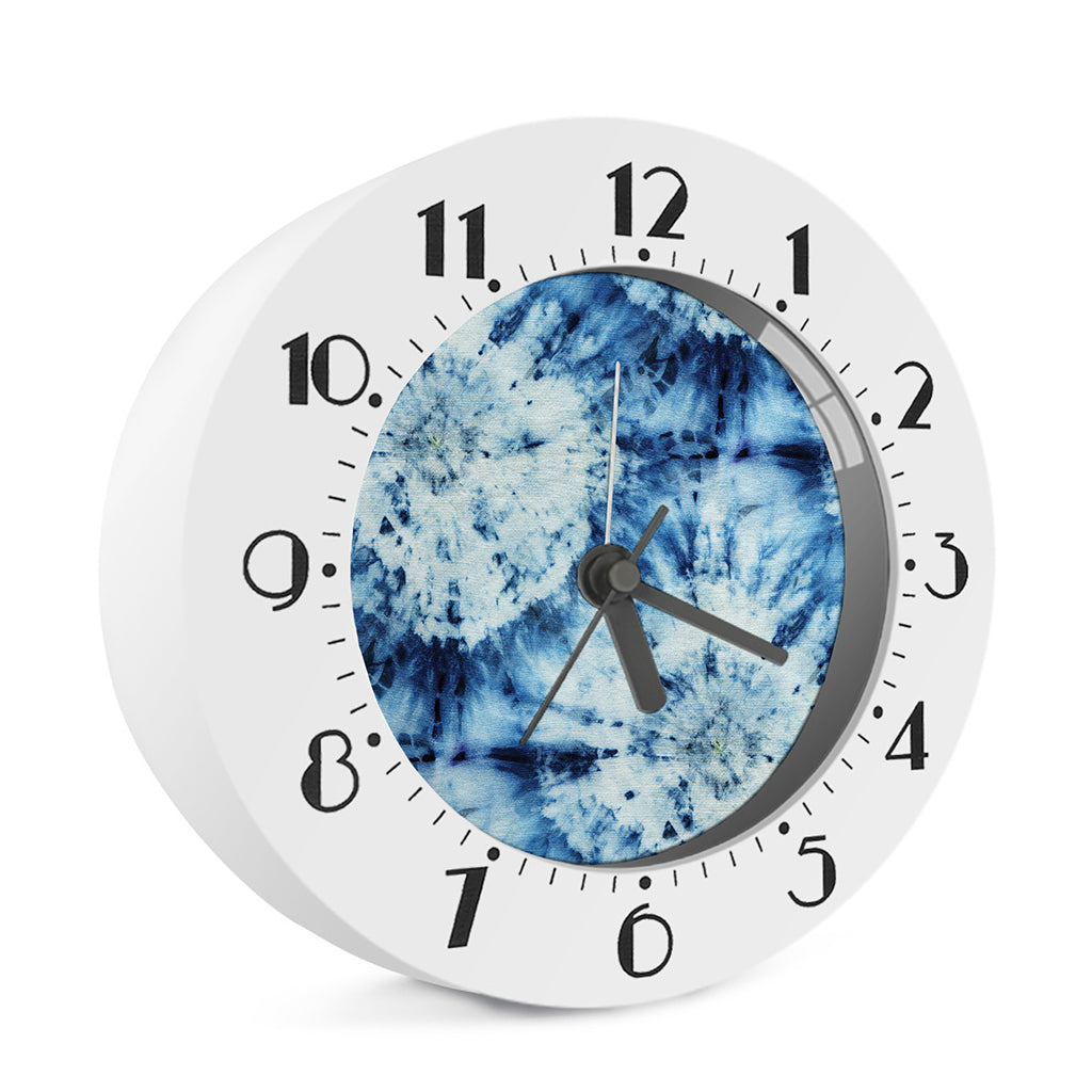 White And Blue Tie Dye Print Alarm Clock