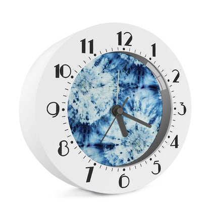 White And Blue Tie Dye Print Alarm Clock