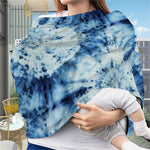 White And Blue Tie Dye Print Baby Seat Cover