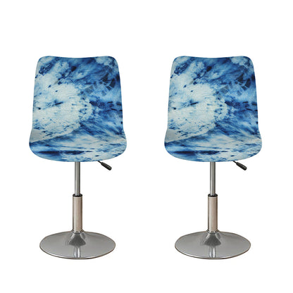 White And Blue Tie Dye Print Bar Stool Covers