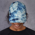 White And Blue Tie Dye Print Baseball Cap